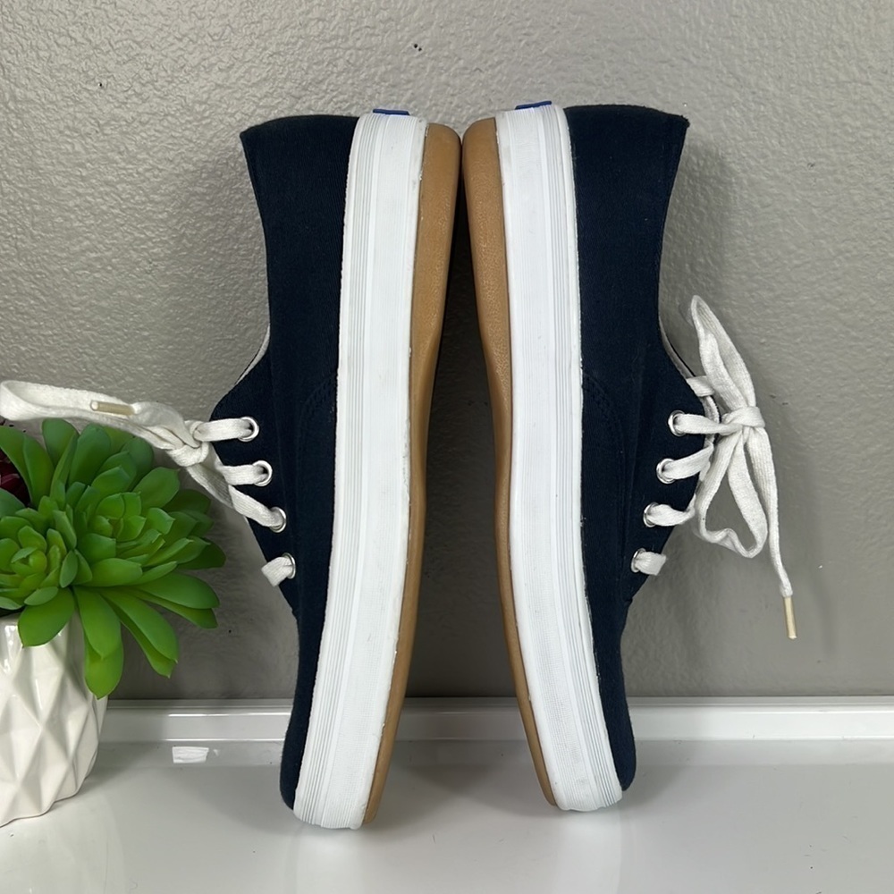 Ked’s Stretch Platform Sneaker 5.5 Classic Navy Lace Up Square Box Toe - Picture 5 of 10